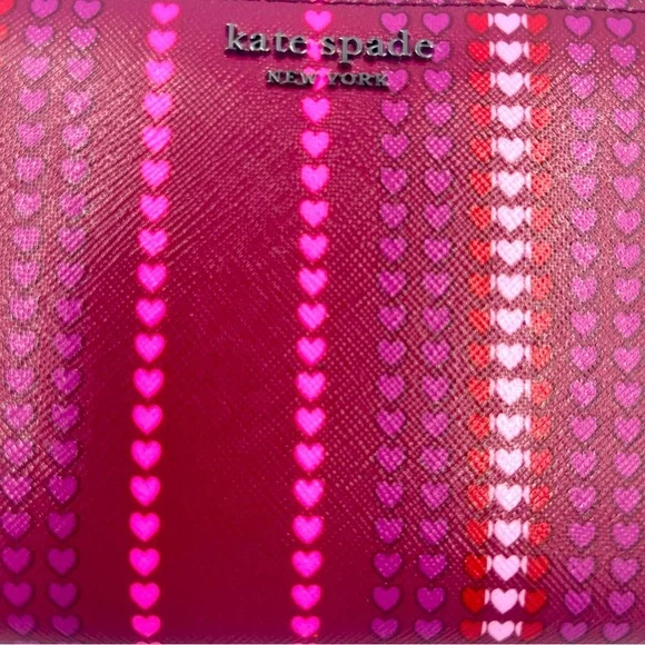 Kate Spade Cameron Large Continental Wallet Heart Stripe Cranberry Cocktail NWT - Picture 2 of 6